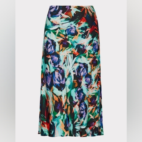 Milly Fion Oberon Rose-Print Bias Midi Skirt - Picture 2 of 6